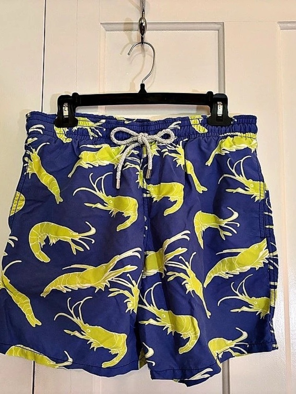 Vilebrequin Moorea Shrimp Print Swim Trunks Blue & Yellow Large